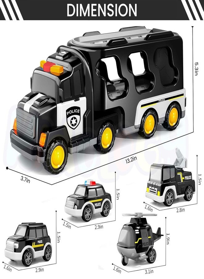Onecado 5-in-1 Friction-Powered Police Truck Toy Set with Music Montessori Educational Transport Carrier Vehicle Toy for Boys(5 in 1 Police Truck) - Image 3